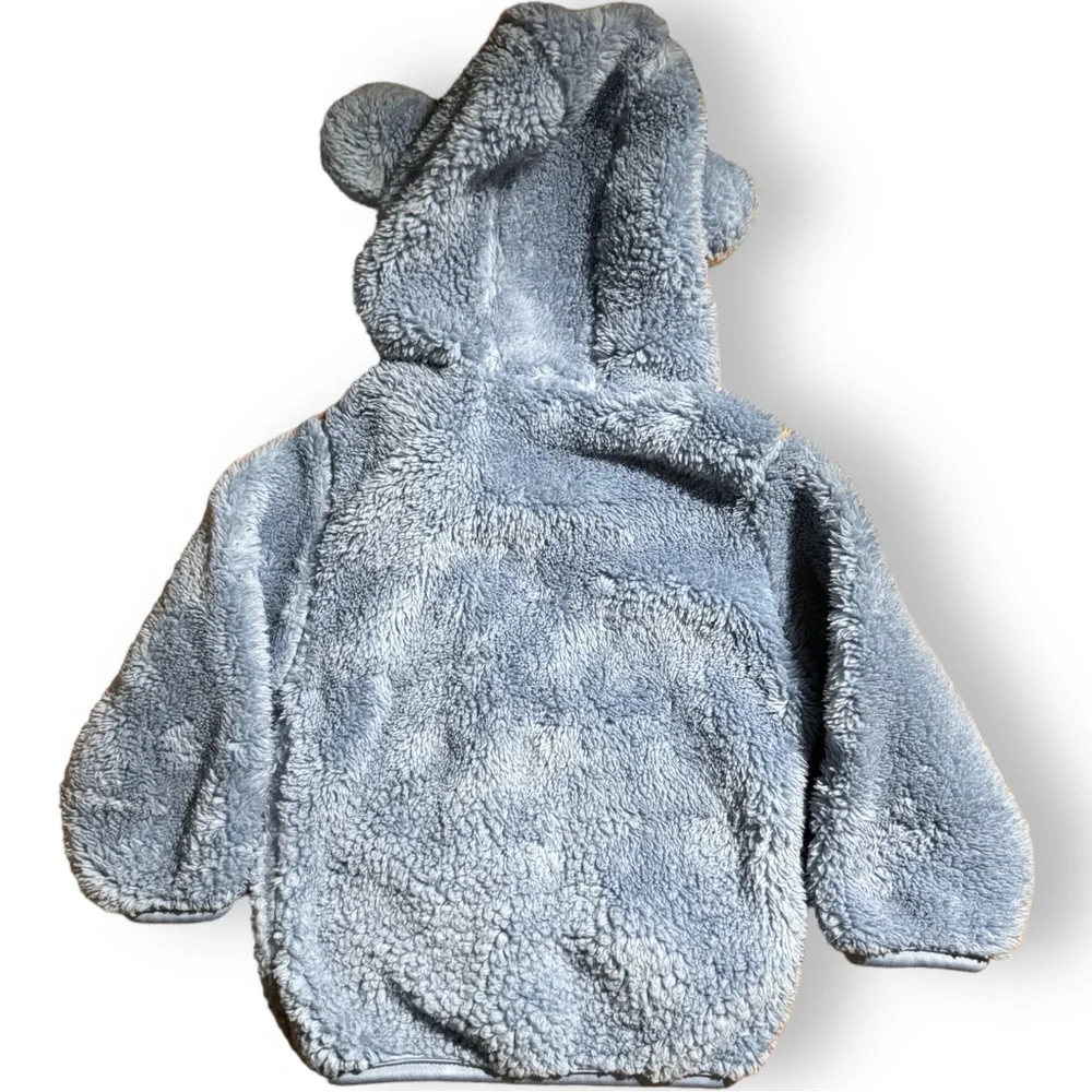 Bear Ears Hoodie Fuzzy Cozy Sweatshirt Jacket Blue 80 cm